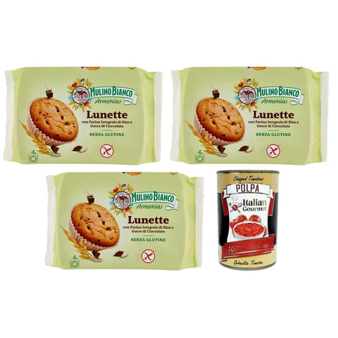 Mulino Bianco Kekse Mulino Bianco Lunette Tortina Senza Glutine Glutenfreier Kuchen mit Vollkornreismehl und Schokoladentropfen Packung jede 3x 140g italienisch Original 8076809571562
