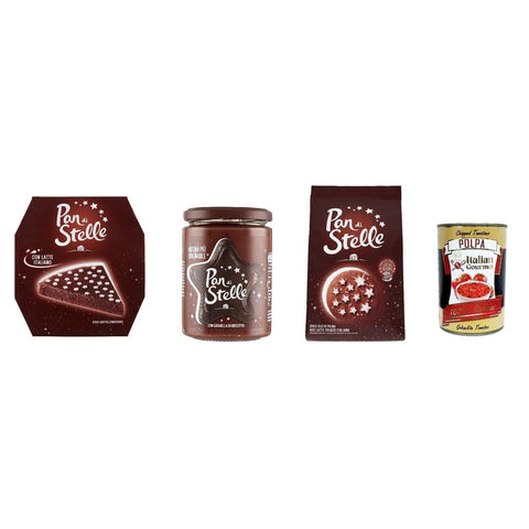 Mulino Bianco Kekse Mulino Bianco Pan di Stelle Testset Haselnuss Streichfähige Creme, Kekse, Kuchen Original italienisch inkl. Italian Gourmet Polpa 400g 8076809581202