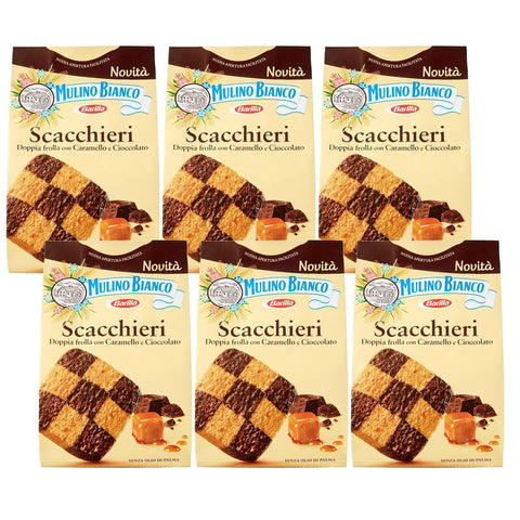 Mulino Bianco Kekse MULINO BIANCO Scacchieri - Italienische Schokoladen- und Karamellkekse 300 g x 6 pakete (Scacchieri, x6) Original 5905141652826
