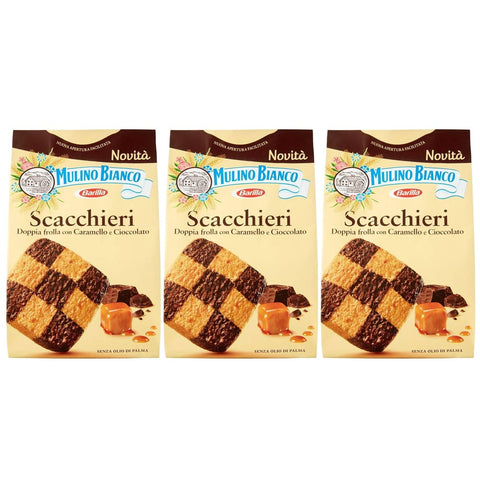 Mulino Bianco Kekse Mulino Bianco Scacchieri - Italienische Schokoladen- und Karamellkekse 300g x 3 pakete (Scacchieri, x3) Original italienisch 5905141652819