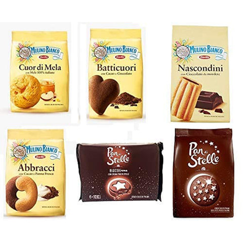 Mulino Bianco TESTPAKET Kekse Italien cookies 6 Vielzahl von Keksen Biscocrema Pan di Stelle Abbracci Batticuori 1 Stk Original italienisch