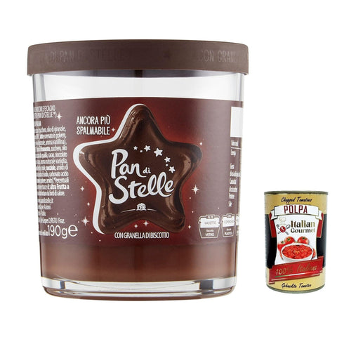 Mulino Bianco Pan di Stelle Crema Spalmabile Haselnuss Streichfähige Creme Sahne mit Kekskörnern ohne Palmöl 190 g 3x italienisch Original Pastasauce + kostenlos