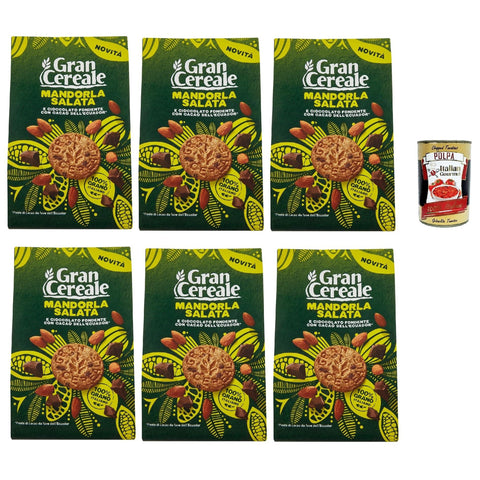 Gran Cereale Biscotti con Mandorla Salata e Cioccolato Fondente con Fave dell'Ecuador, Kekse mit Gesalzener Mandel und 6x280g Original italienisch