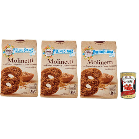 Mulino Bianco Biscotti Frollini Molinetti con Grano Saraceno, 100% Farina Integrale, Kekse mit 100% vollem Mehl, Frühstück voller Faser und Geschmack, 3x 350 g italienisch Original