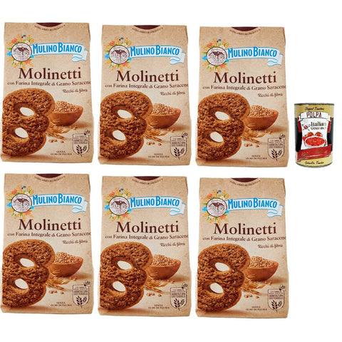 Mulino Bianco Biscotti Frollini Molinetti con Grano Saraceno, 100% Farina Integrale 6x350g Original italienisch Kekse
