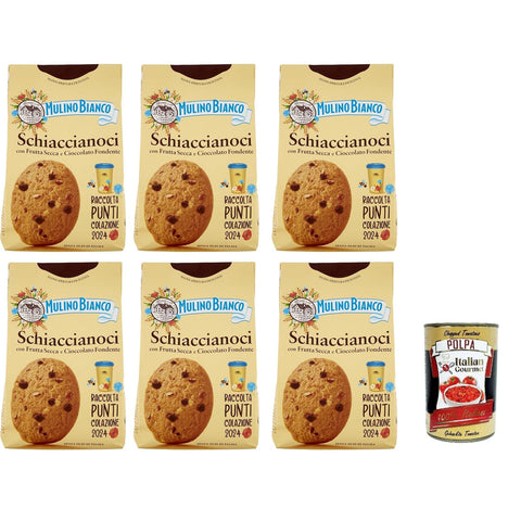 Mulino Bianco Biscotti Frollini Schiaccianoci Frutta Secca e Cioccolato Fondente, Kekse mit getrockneten Früchten und dunkle Schokolade, biscuits cookies 6x 300 g italienisch Original