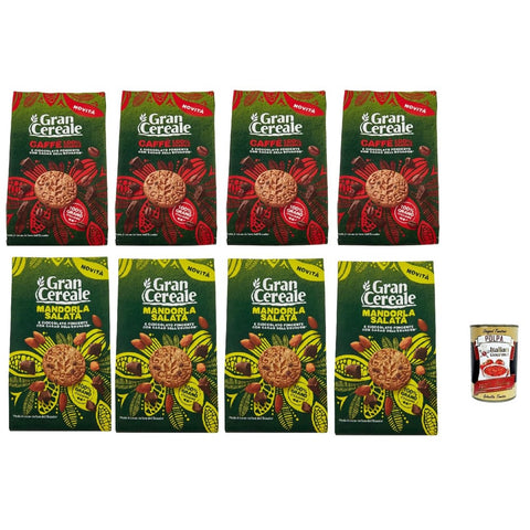 Mulino Bianco Snack Kuchen & Backwaren Mulino Bianco Gran Cereale Biscotti Testpaket, Kekse mit Kaffee - Mandel und dunkle Schokolade 8x280 g italienisch Original + kostenlos polpa 400 g 8076809584746
