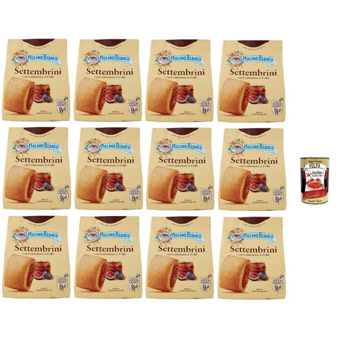 Mulino Bianco Snack Kuchen & Backwaren Mulino Bianco Settembrini Biscotti con Confettura di Fichi, Kekse mit Feigenmarmelade, biscuits, cookies, 12x300 g italienisch Original + kostenlos polpa 400 g 8076809580694