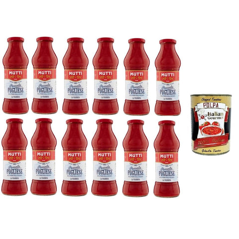 Mutti Pastasaucen Mutti Passata di Pomodoro Pugliese della Pianura della Capitanata La Vigorosa, apulisches Tomatenpüree aus der Capitanata Ebene La Vigorosa,12x 400 g italienisch Original 8032804040014