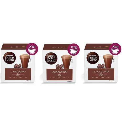 Nestlé Kapseln & Pads Nestlé Nescafé Dolce Gusto Capsule Chococino Cocoa Selection Schokoladengetränk mit Vanille und cremigen 3x 16 Kapseln italienisch Original 7613031252688