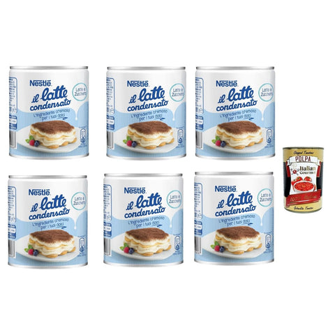 Nestle Koch- & Backzutaten Nestle Nestlé il latte condensato Kondensmilch cremige Zutat für Desserts gesüßte konzentrierte Vollmilch 6x 397g Original italienisch inkl. Italian Gourmet Polpa 400g 8032804040014