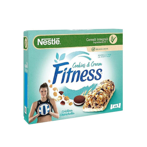 Nestlé Müsliriegel Nestlé Fitness Cookies & Cream Müsliriegel mit Kakaokeksstückchen und weißen Schokoladenstückchen ( 4 x 23,5 g + 8 x 94 g italienisch Original 5900020024121