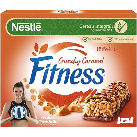Nestlé Müsliriegel Nestlé Fitness Crunchy Caramel Müsliriegel Vollkornriegel mit Schokolade und Knuspriges Karamell ( 8x 94g + 4 x 23,5g italienisch Original 5900020024923