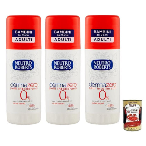Neutro Roberts Dermazero Intolerante Haut Deodorant Deo Stick Kein Salz Kein Alkohol Dauer bis zu 48 Stunden Hypoallergen 3x 40ml italienisch Original