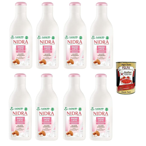 Nidra Bagnolatte Delicato Duschgel Nidra Bagnolatte Delicato Duschgel Hilft, die Haut mit Feuchtigkeit zu versorgen und zu reinigen mit Milchproteine und Mandelmilch 8x 750ml Original italienisch inkl. Italian Gourmet Polpa 400g 8032804040014