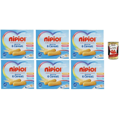 Nipiol Snack Kuchen & Backwaren Nipiol Biscottini 6 Cereali, 6x 360 g Snack Kuchen & Backwaren italienisch Original 8001040089651