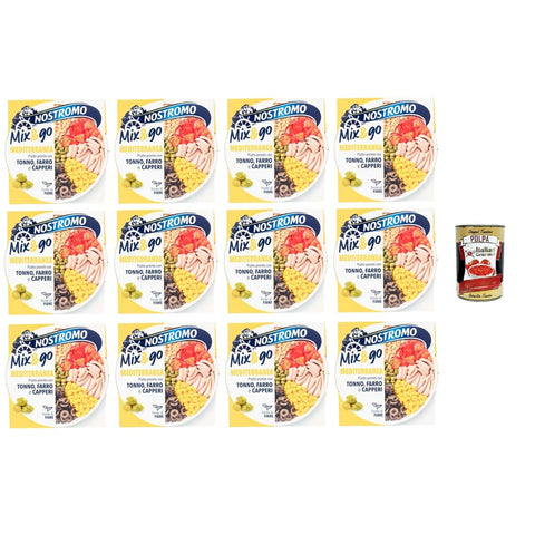 Nostromo Mix Koch- & Backzutaten Nostromo Mix & Go Mediterranea Fertiggericht mit Thunfisch, Dinkel und Kapern 12x190 g italienisch Original Pastasauce + kostenlos Polpa 400 g 8032804040014