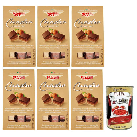 Novi Praline Novi Cuadro Quattro Vier Verschiedene Schichten Köstlicher Schokolade mit Haselnüssen Beutel 6x 150g italienisch Original 8006380334256