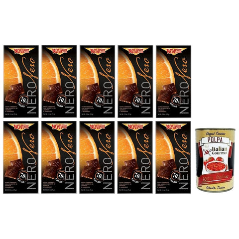 Novi Praline Novi Nero Cioccolato Fondente Arancia e Mandorle Extra Dunkle Schokolade mit Orangenschalen und Mandeln 70% Kakao 10x 75g italienisch Original 8006380215777