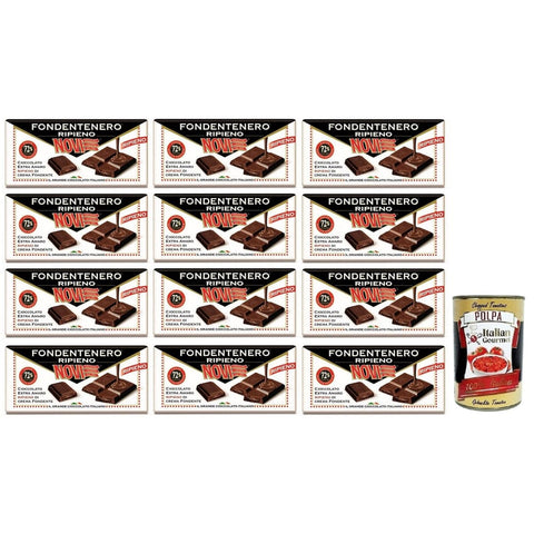 Novi Schokolade Novi Fondentenero Ripieno Extrem Bittere Schokolade Gefüllt mit Dunkler Sahne 72% Kakao 12x 105g italienisch Original 8006380212288