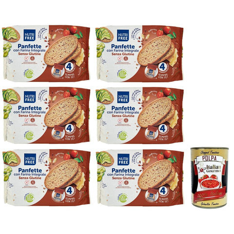 Nutrifree Brot & Backwaren Nutrifree Panfette con Farina Integrale,Glutenfreies Brot mit Vollkorn Buchweizenmehl,Packung mit 340 g italienisch Original 8008696026108