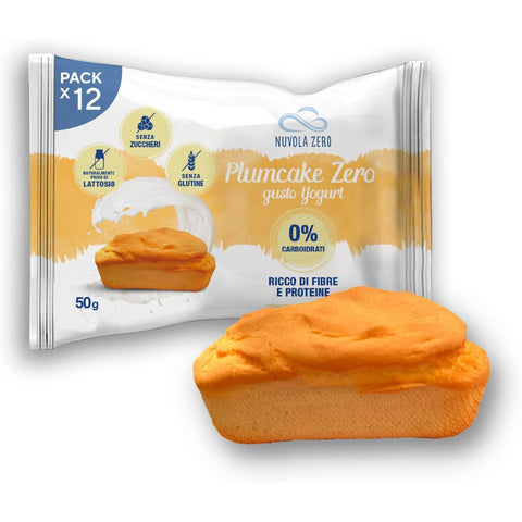 Nuvolazero Nuvola Zero - Plumcake Zero mit Joghurtgeschmack ohne Kohlenhydrate, laktosefreier, zuckerfreier, glutenfreier Snack, reich an Ballaststoffen, hergestellt in Italien 12x Original italienisch