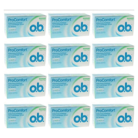 o.b. Tampons o.b. Super ProComfort 192 x Tampons o.B. ProComfort Super Plus Lichtstrom reichlich Unscented Rayon Applikator 16 Pads + 16 Stück italienisch Original