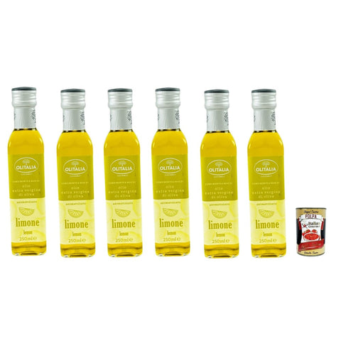 Olitalia Öl & Essig Olitalia Olio Condimento a Base di olio extra vergine di oliva all'aroma di limone, Extra Natives Olivenöl Zitrone geschmack 6x 250 ml italienisch Original 8007150904594