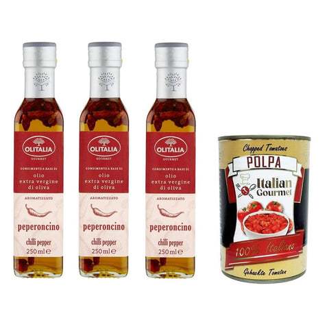 Olitalia Oliven Olitalia Olio extra vergine di oliva al Peperoncino Extra natives Olivenöl mit Chilipfeffer 3x250 ml italienisch Original 8007150901678