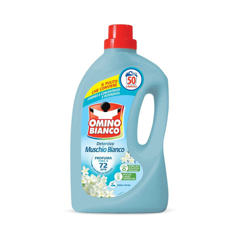 Omino Bianco Spezialwaschmittel Omino Bianco Flüssigwaschmittel 50 Waschgänge respektiert Farben und Stoffe frischer Duft mit weißer Moschus Essenz 2000 m 2x italienisch Original 8003650011022