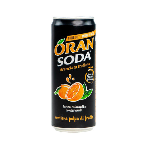 Oran Soda Limonade (24 x 330ml) von Crodo - Orangenlimonade - mit Fruchtfleisch - natürliche Aromen - Orangen aus Süditalien - erfrischend fruchtig - pur oder als Cocktail genießen - EINWEG Dose Original italienisch