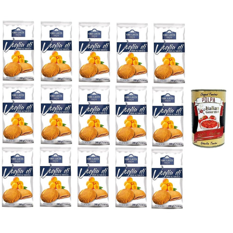 Ore Liete Brot & Backwaren Ore Liete Perugia Voglia Di Biscotti di frolla ripieni di Albicocca Lust auf mit Aprikosen gefüllte Mürbeteigkekse 15x200 gr italienisch Original
