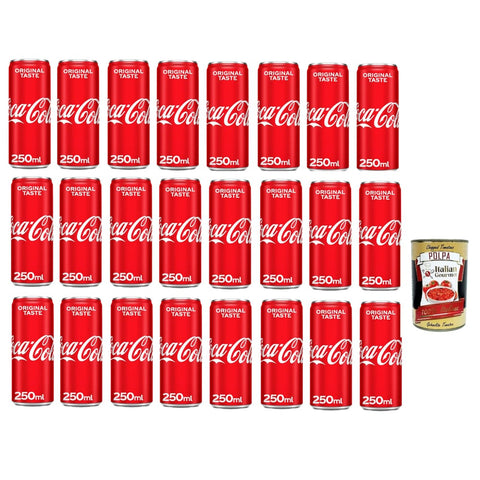 Original Mini Cola Original Mini dosen kohlensäurehaltiges Getränk Softdrink 24x250 ml italienisch Original Pastasauce + kostenlos polpa 400 g 8032804040014