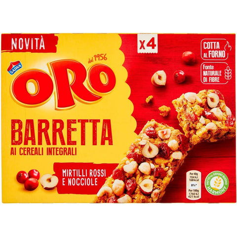 ORO SAIWA Snack Barretta Vollkornriegel mit Preiselbeeren und Haselnüsse 3x 160g Original italienisch