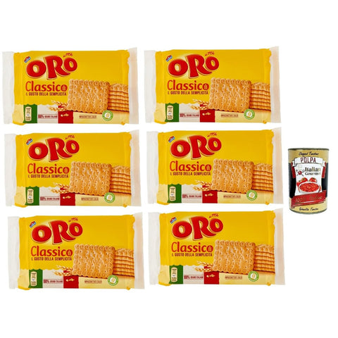 ORO SAIWA Snack Kuchen & Backwaren ORO SAIWA Biscotti Classici, Italienische klassische Kekse zum Frühstück, 100% italienischer Weizen, 6x 250 g Original italienisch inkl. Italian Gourmet Polpa 400g 8032804040014