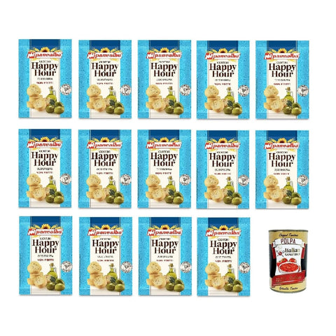 Panealba Weizenvollkornbrot Panealba Happy Hour all'Olio d'Oliva 50gr, Olivenöl-Crostini 14x50g Original italienisch inkl. Italian Gourmet Polpa 400g 8032804040014