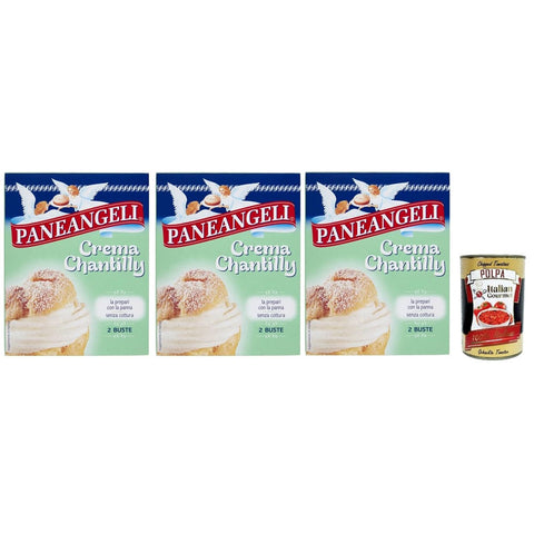 Paneangeli Koch- & Backzutaten Paneangeli Crema chantilly creme Chantilly Creme Pulver -Mischung Pudding kuchen, mit einem zarten Vanillegeschmack 3x 80g Original italienisch inkl. Italian Gourmet Polpa 400g 8032804040014