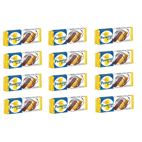 Pavesi Barilla Pavesini Double Eier Kekse mit dunkler Schokolade Basis 60 g Italienische Kekse Biscuits Cookies italienisch Original