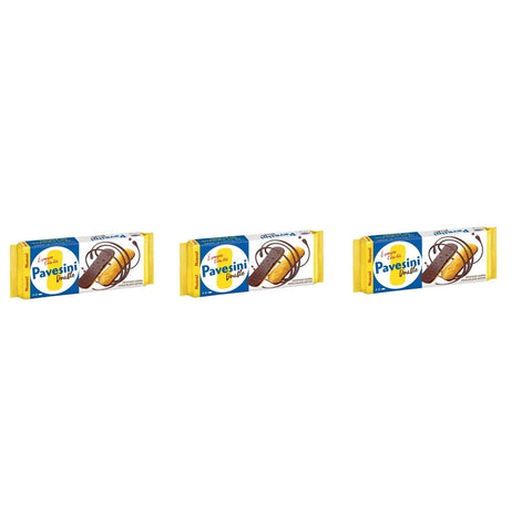 Pavesi Barilla Pavesini Double Eier Kekse mit dunkler Schokolade Basis Italienische Kekse Biscuits Cookies 3x60g Original italienisch