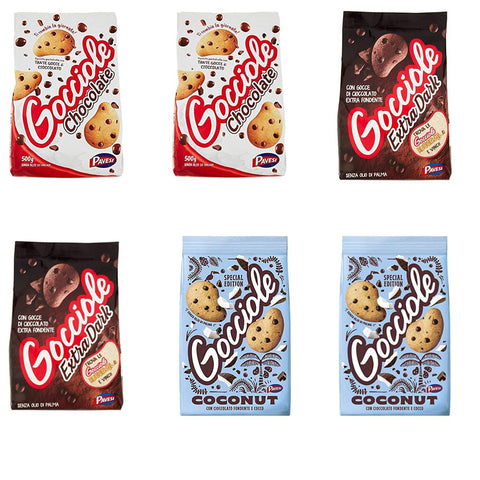 Pavesi Barilla Kekse Gocciole Testpaket Chocolate Dark Coconut biscuits 6x Original italienisch
