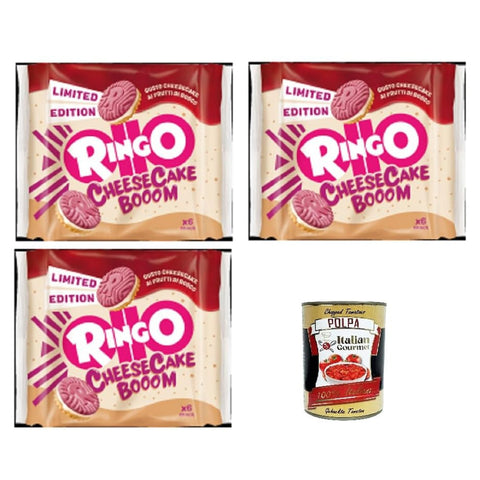 Pavesi Kekse Pavesi Ringo Pavesi Cheesecake Cheese cake Booom Knusprige Doppelkekse mit cremiger Cheesecake Füllung Limitierte Auflage 3x165g italienisch Original 8013355501988