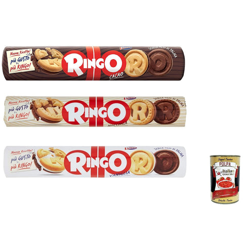 Pavesi Testpaket Ringo Kekse kekse mit Vanilla, Kakao und Haselnuss 12x 165 g cookies italien biscuits snack italienisch Original
