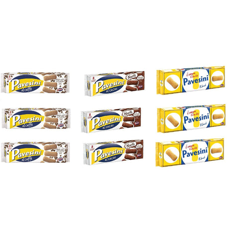 Testpaket Pavesi Pavesini Kekse Biscuits cookies Classico / Kakao / Kaffee / snack 9x200 g italienisch Original