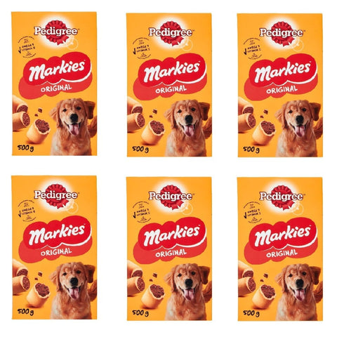 Pedigree Hundekuchen, Kekse & Kausnacks 6x Pedigree Markies Hundekekse mit Fleisch und Mark 500g 5010394996587
