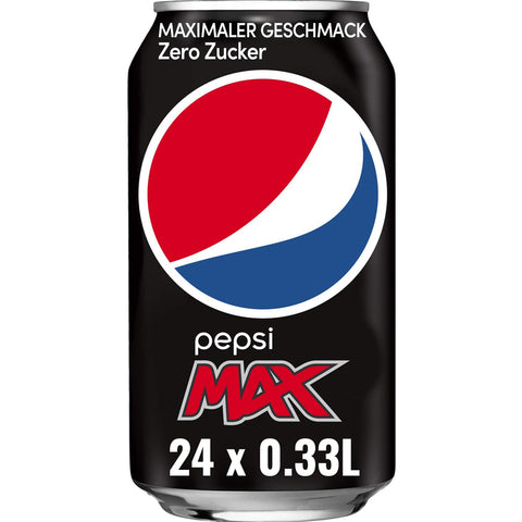Pepsi Max, Das zuckerfreie Erfrischungsgetränk von Pepsi ohne Kalorien, Koffeinhaltige Cola in der Dose (24 x 0, ) 33l Original italienisch