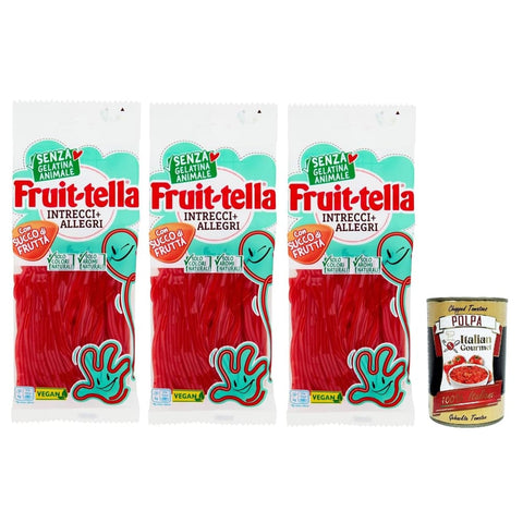Perfetti Snack Kuchen & Backwaren Perfetti Fruittella Intrecci Allegri Caramelle Morbide alla Fragola Weiche Erdbeer Süßigkeiten 3x125 g italienisch Original Pastasauce + kostenlos polpa 400 g 0