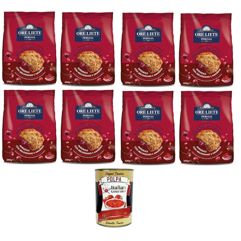 Perugina Abgepackte Gebäckstücke Perugina Ore Liete Rosso Di sera Biscotto integrale Con Melograno e Amarena Rot Abends Vollkornkeks mit Granatapfel und Schwarzkirsche 8x200 gr italienisch Original 8032804040014