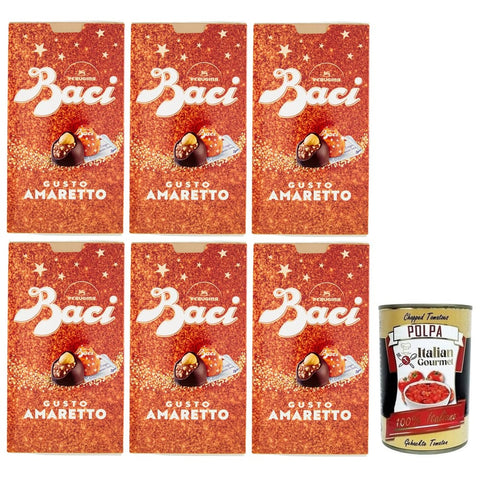 Perugina Dessert Perugina BACI PERUGINA Gusto Amaretto Dunkle Schokolade gefüllt mit Gianduia und Amaretto Keks Geschmack Box 6x 150g italienisch Original 8000300421965