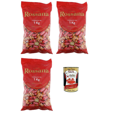 Perugina Caramelle Rossana ripene al caramello salato, Salat Karamell ausgestopfte Süßigkeiten gluten frei, 3x 1 Kg Candies, italien Bonbon Lollies italienisch Original