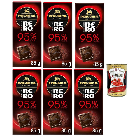 Perugina Snack Kuchen & Backwaren Perugina NERO Fondente Extra 95% Tavoletta di Cioccolato Fondente 95% Dunkle Schokoladen Riegel 6x 85g italienisch Original 8000300379464